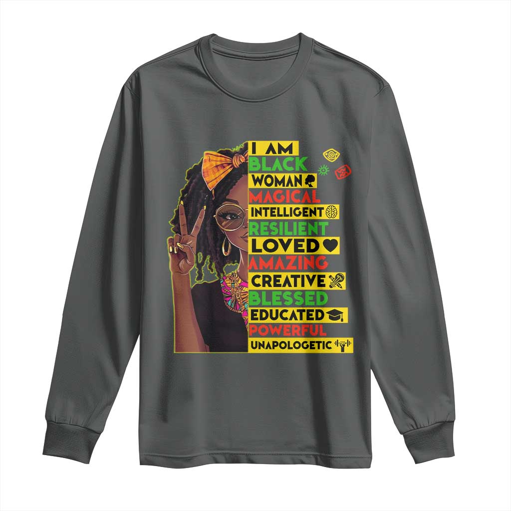 I Am Black Woman With Locd Long Sleeve Shirt African Pride Black History Month