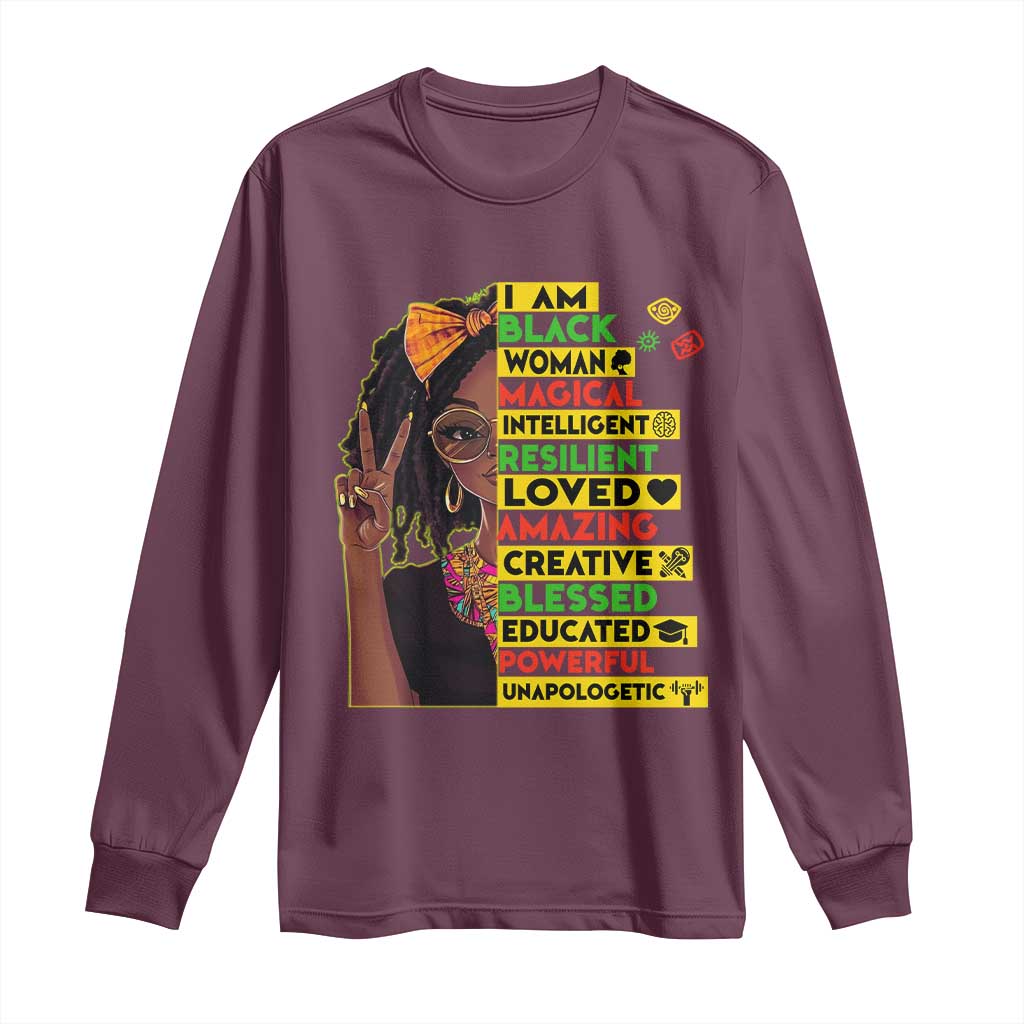 I Am Black Woman With Locd Long Sleeve Shirt African Pride Black History Month