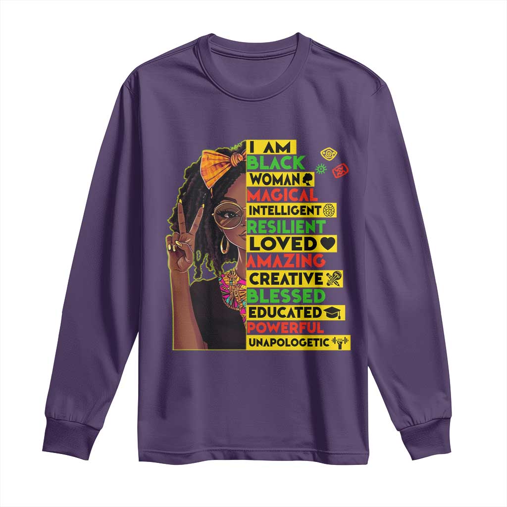 I Am Black Woman With Locd Long Sleeve Shirt African Pride Black History Month