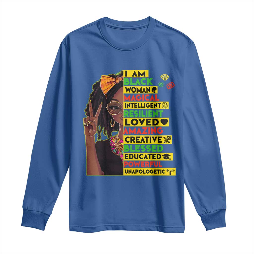 I Am Black Woman With Locd Long Sleeve Shirt African Pride Black History Month