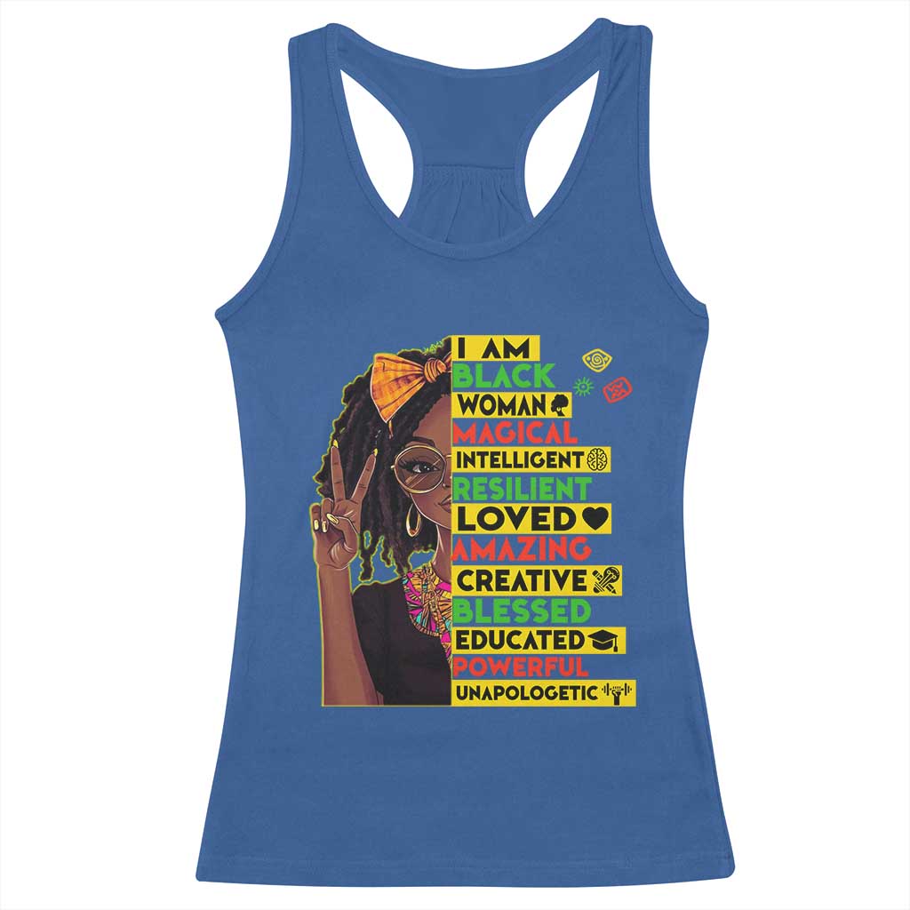 I Am Black Woman With Locd Racerback Tank Top African Pride Black History Month