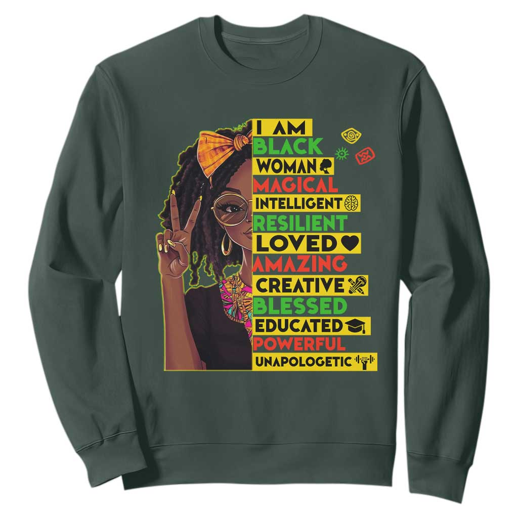 I Am Black Woman With Locd Sweatshirt African Pride Black History Month