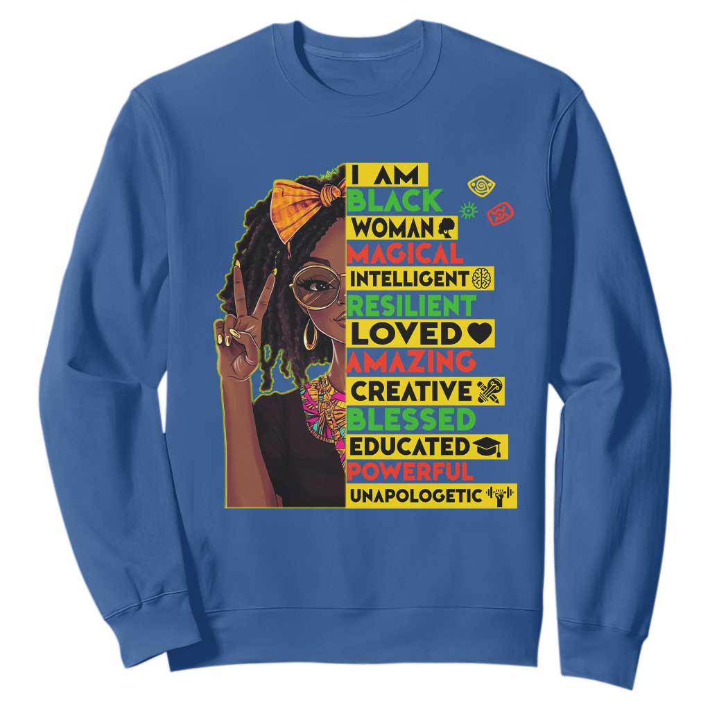 I Am Black Woman With Locd Sweatshirt African Pride Black History Month