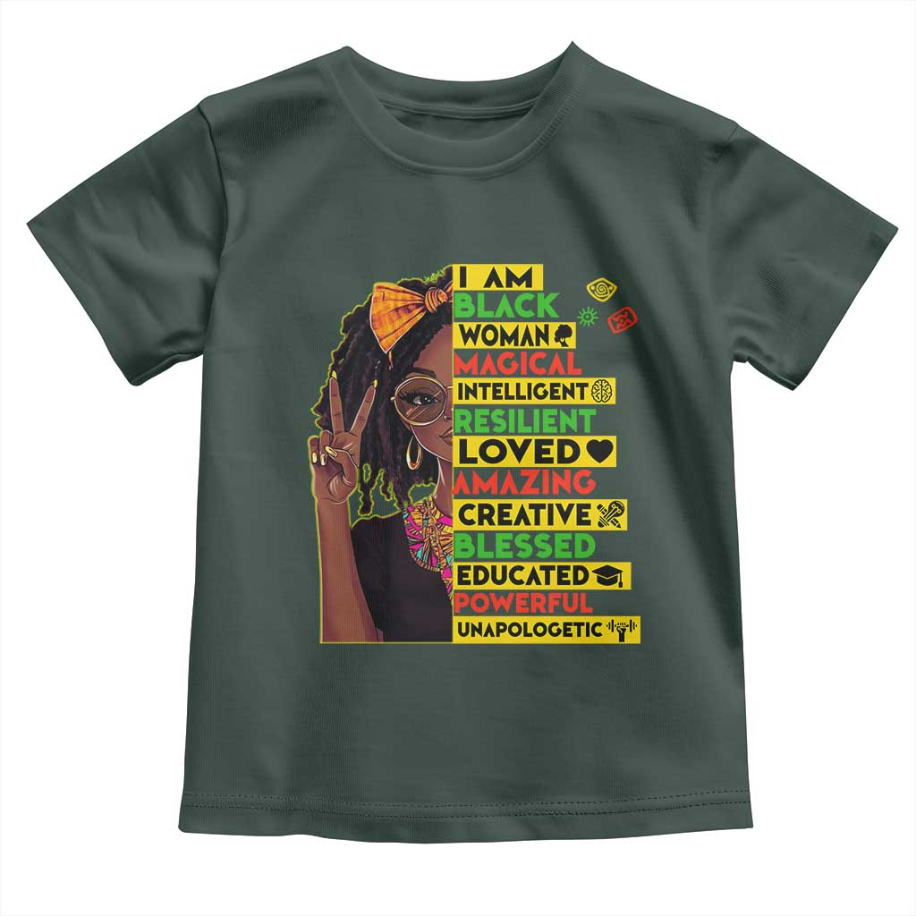 I Am Black Woman With Locd Toddler T Shirt African Pride Black History Month