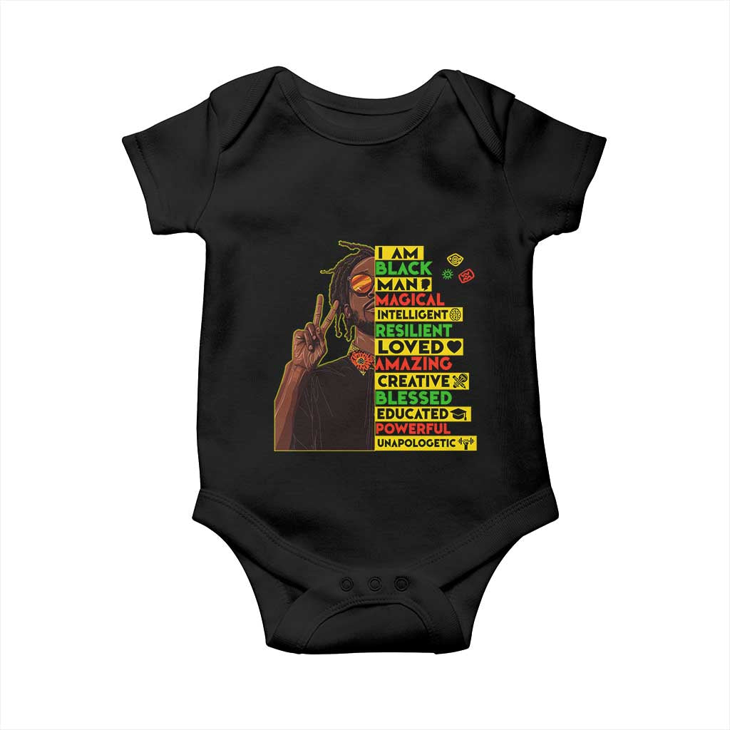 I Am Black Man With Locd Baby Onesie Cool African Pride Black History Month