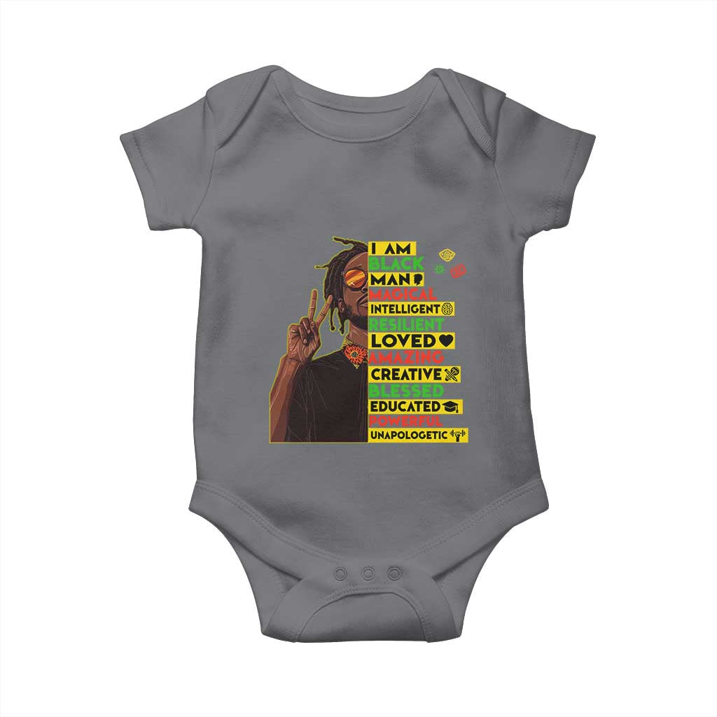 I Am Black Man With Locd Baby Onesie Cool African Pride Black History Month