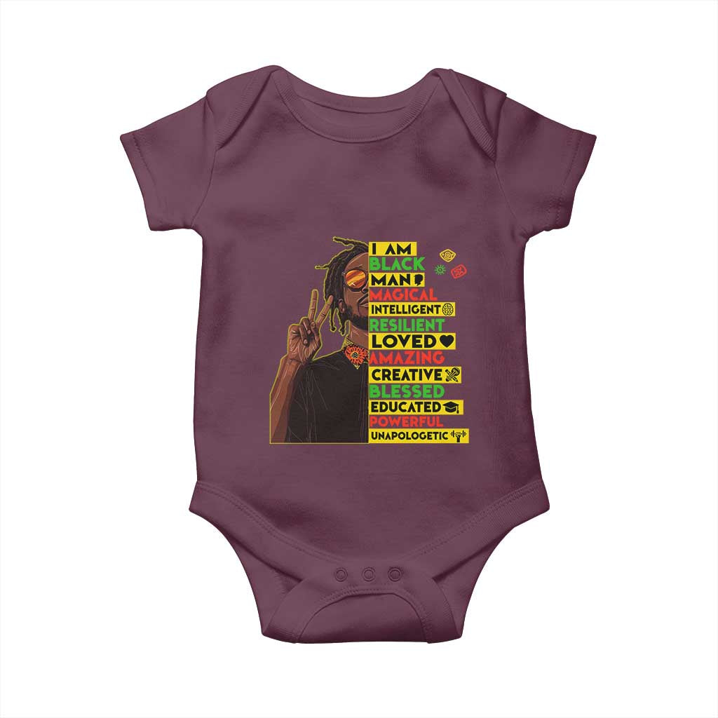 I Am Black Man With Locd Baby Onesie Cool African Pride Black History Month