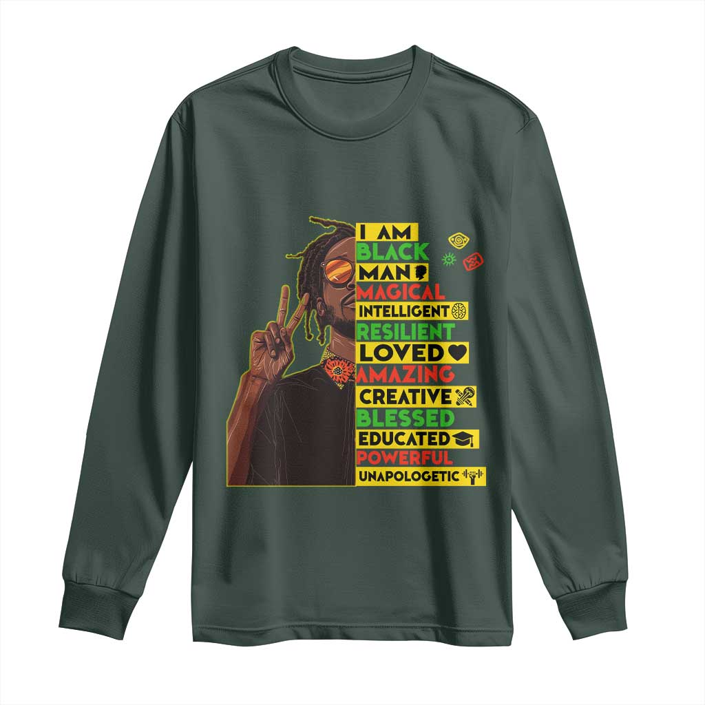 I Am Black Man With Locd Long Sleeve Shirt Cool African Pride Black History Month