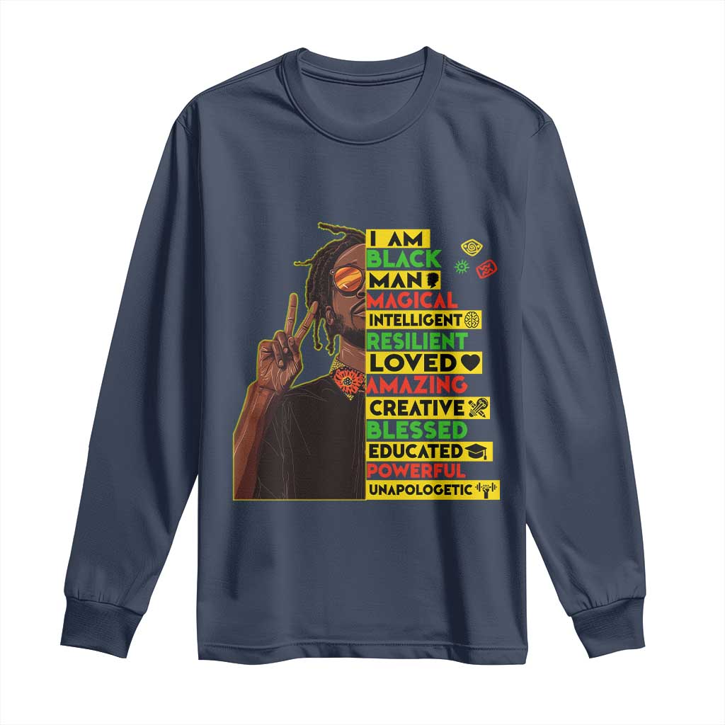 I Am Black Man With Locd Long Sleeve Shirt Cool African Pride Black History Month