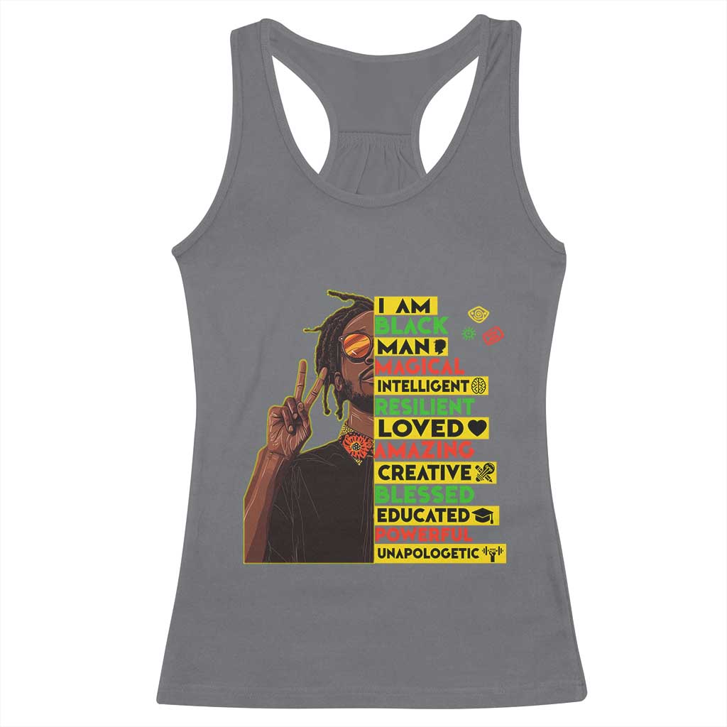 I Am Black Man With Locd Racerback Tank Top Cool African Pride Black History Month
