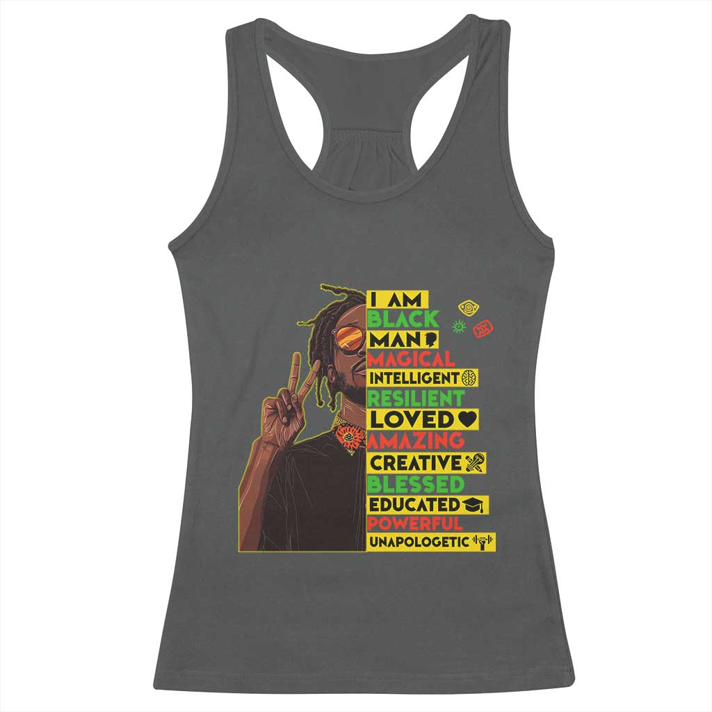 I Am Black Man With Locd Racerback Tank Top Cool African Pride Black History Month