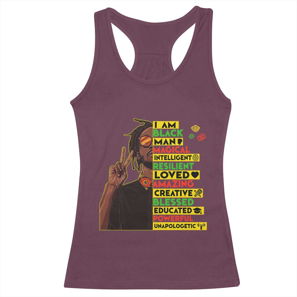 I Am Black Man With Locd Racerback Tank Top Cool African Pride Black History Month