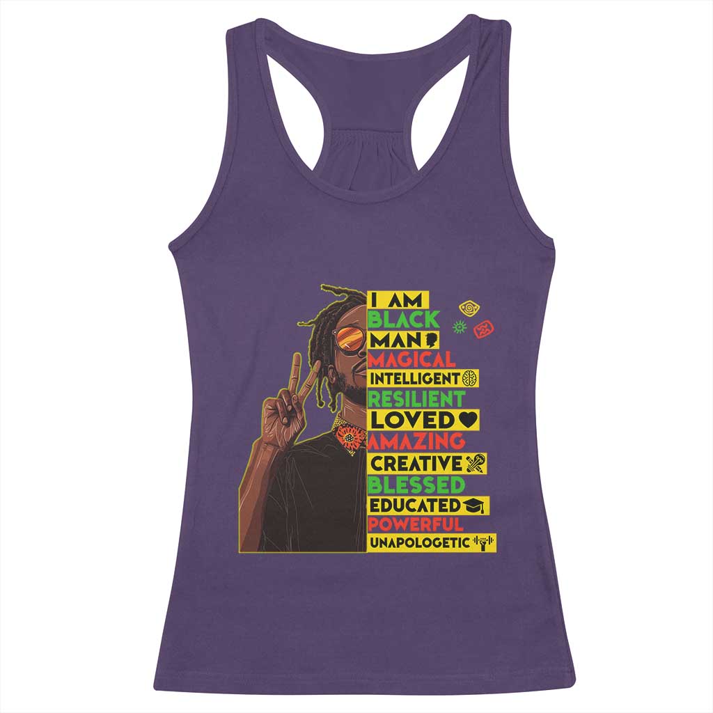 I Am Black Man With Locd Racerback Tank Top Cool African Pride Black History Month