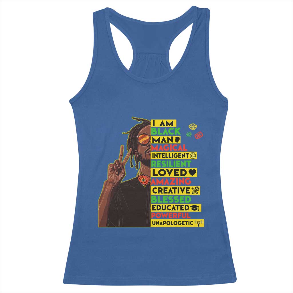 I Am Black Man With Locd Racerback Tank Top Cool African Pride Black History Month