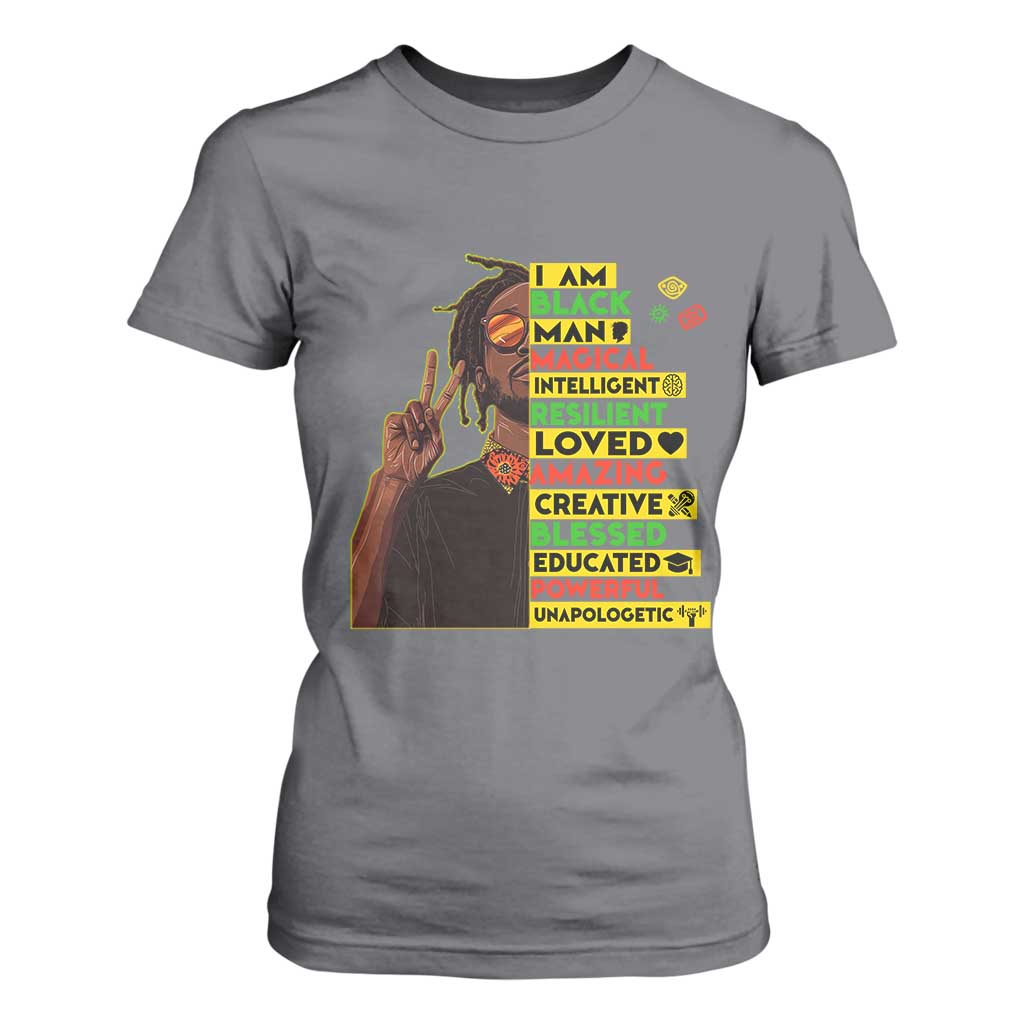 I Am Black Man With Locd T Shirt For Women Cool African Pride Black History Month