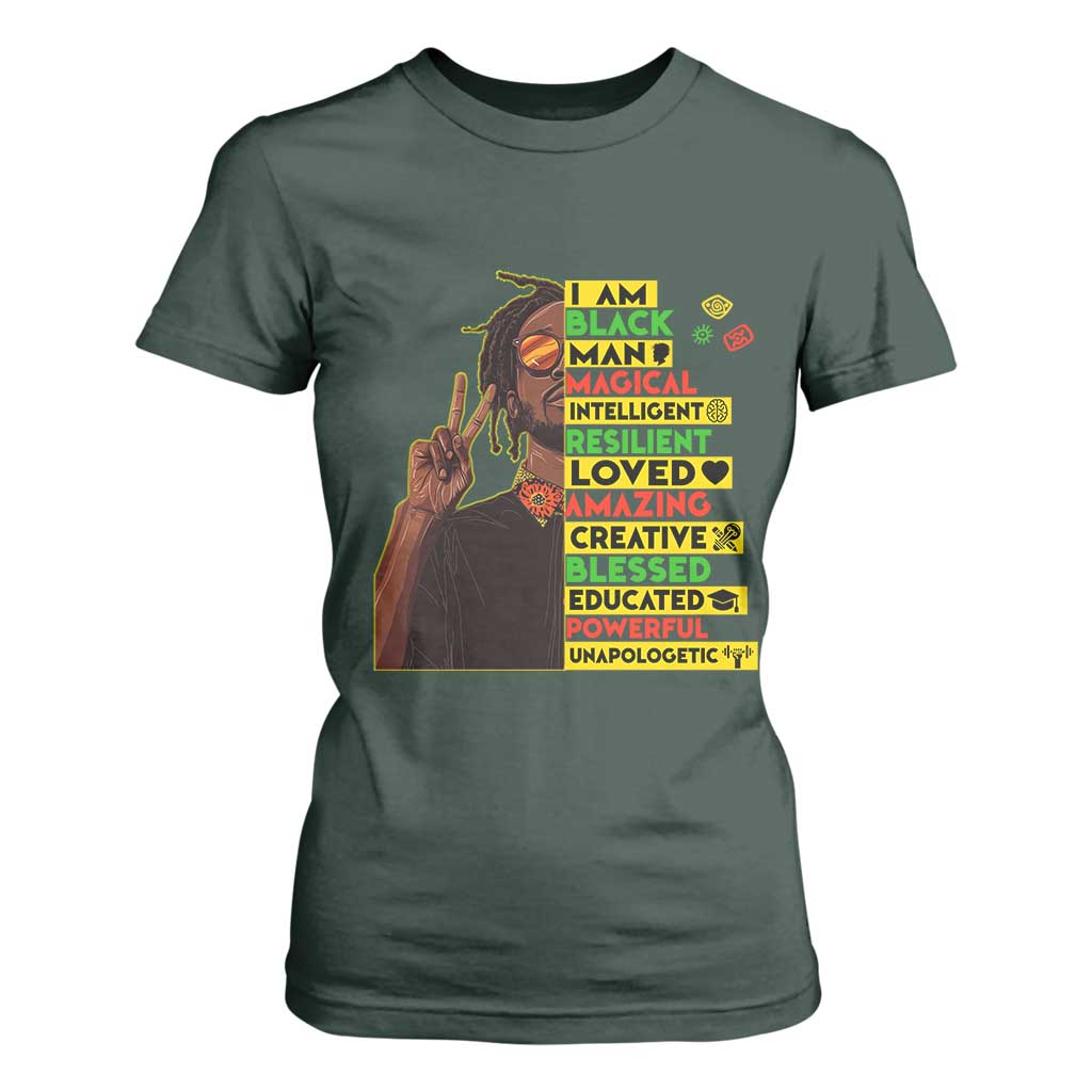 I Am Black Man With Locd T Shirt For Women Cool African Pride Black History Month