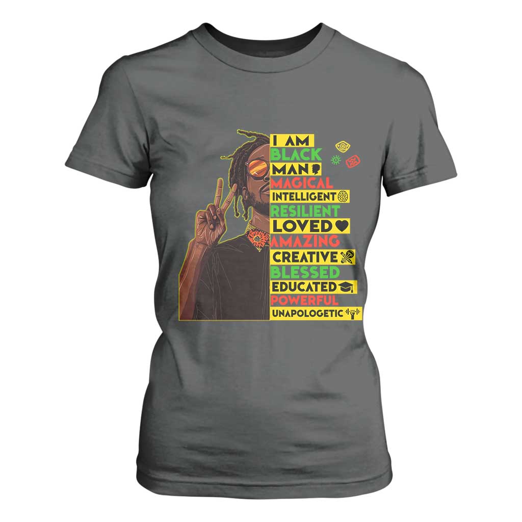 I Am Black Man With Locd T Shirt For Women Cool African Pride Black History Month
