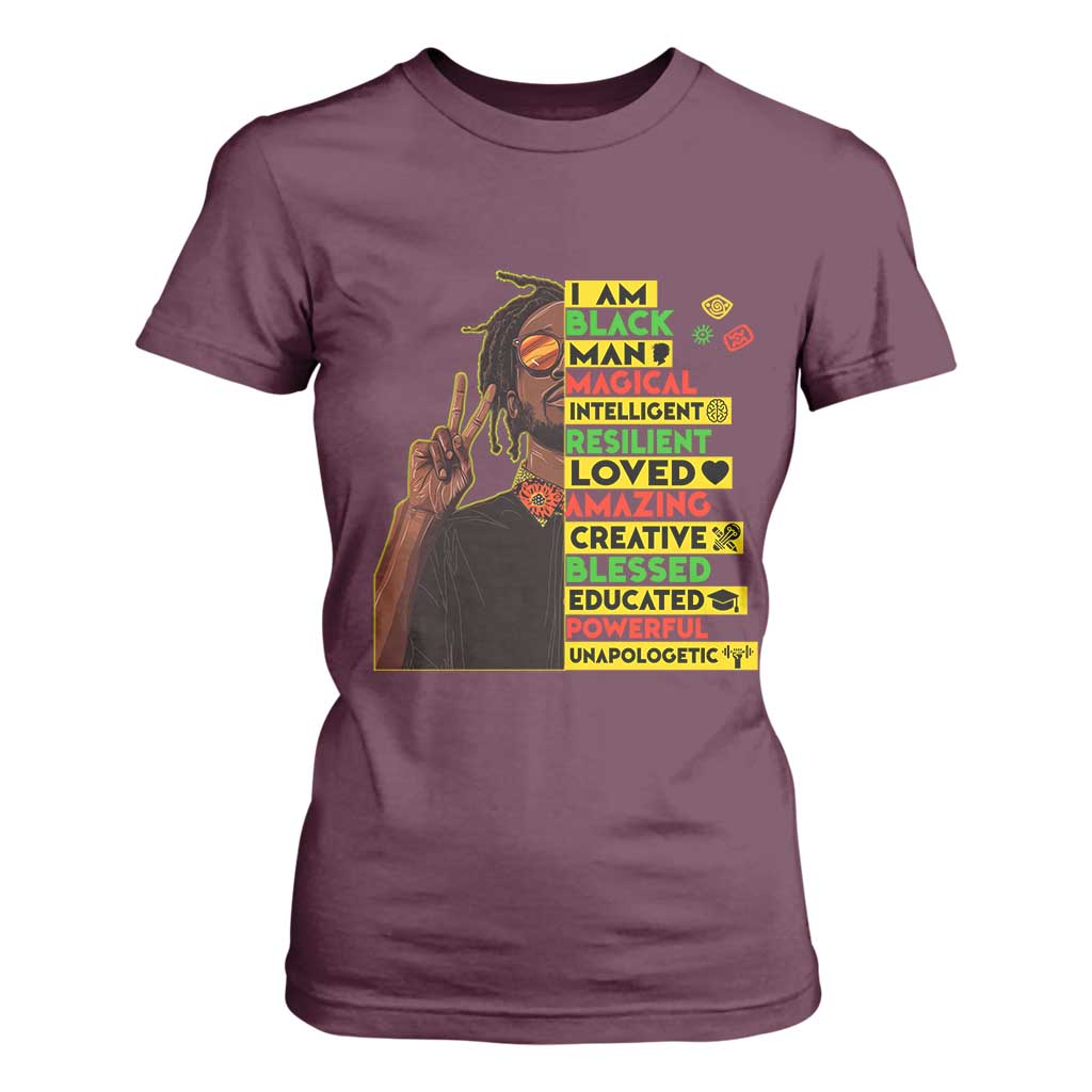 I Am Black Man With Locd T Shirt For Women Cool African Pride Black History Month
