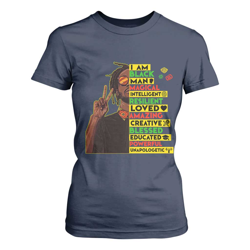 I Am Black Man With Locd T Shirt For Women Cool African Pride Black History Month