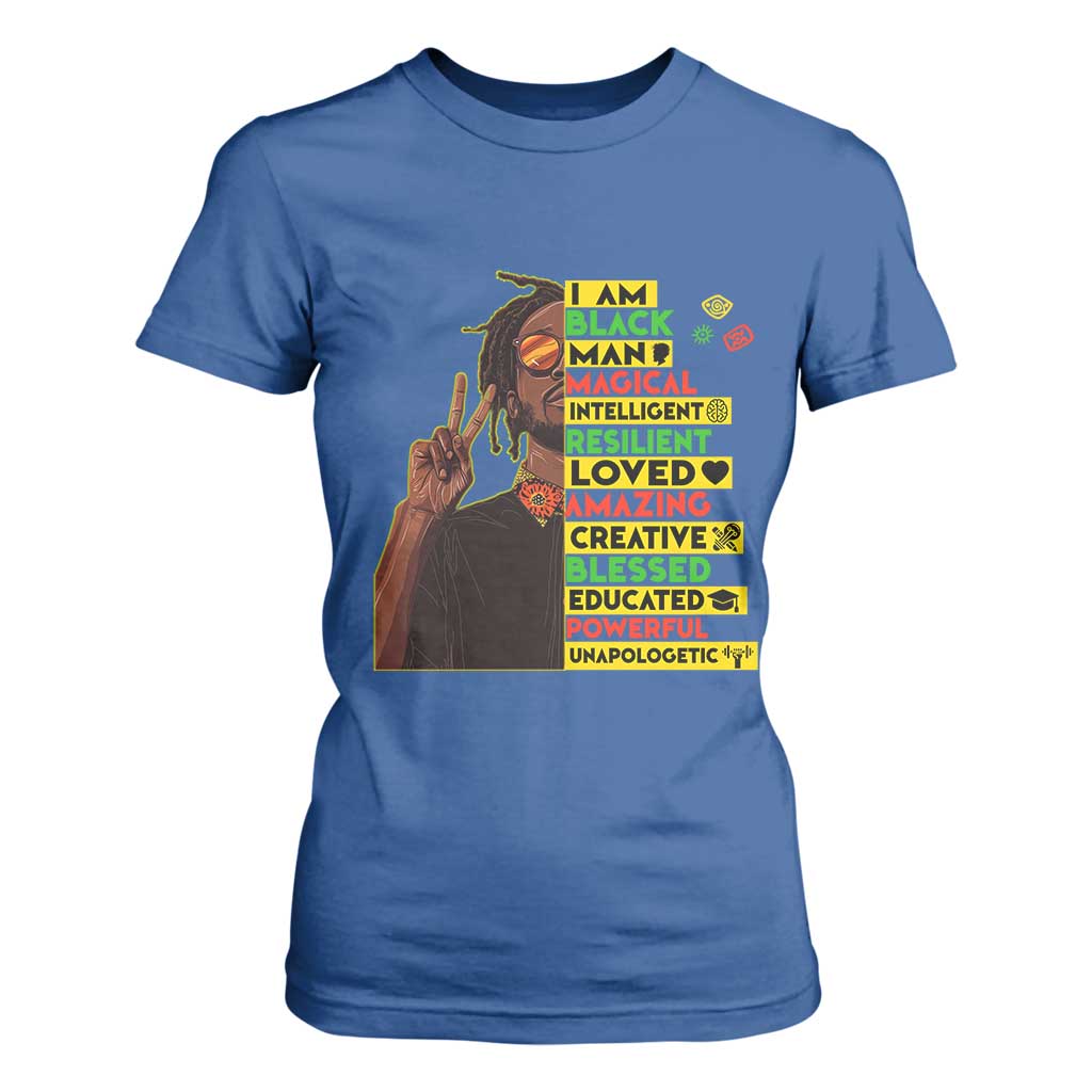 I Am Black Man With Locd T Shirt For Women Cool African Pride Black History Month