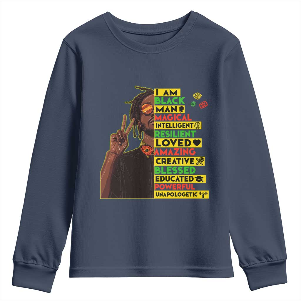 I Am Black Man With Locd Youth Sweatshirt Cool African Pride Black History Month
