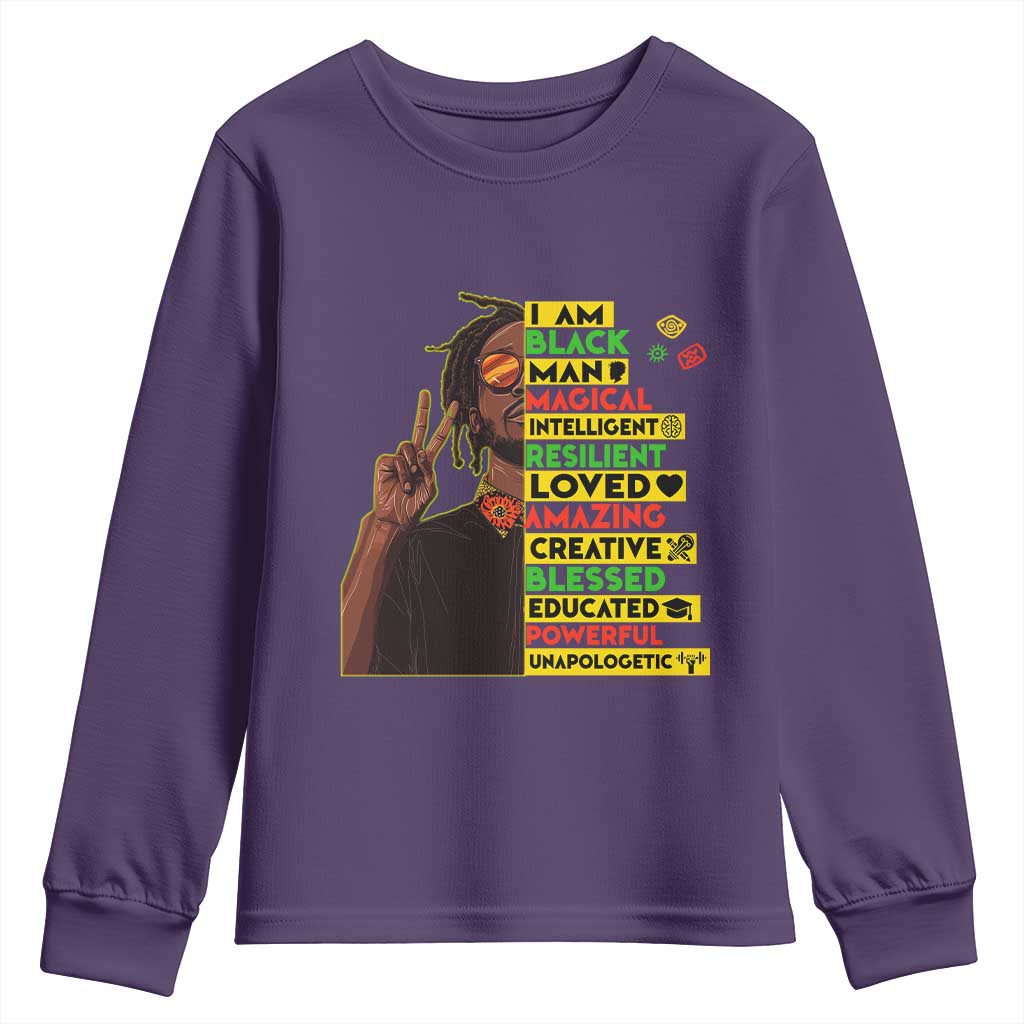 I Am Black Man With Locd Youth Sweatshirt Cool African Pride Black History Month