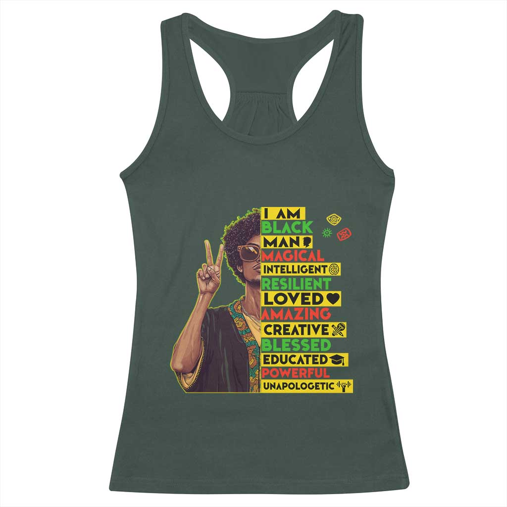 I Am Black Woman Afro Racerback Tank Top African American Pride Black History Month