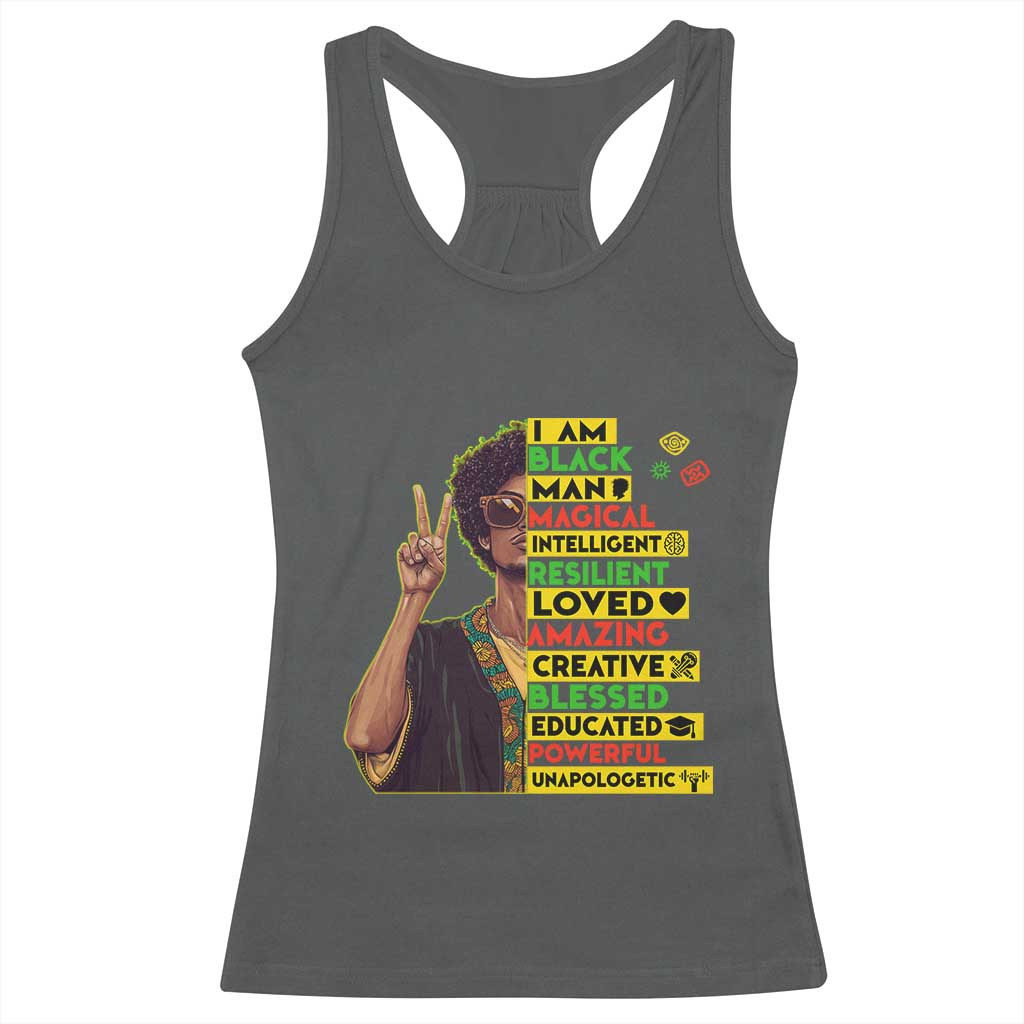 I Am Black Woman Afro Racerback Tank Top African American Pride Black History Month