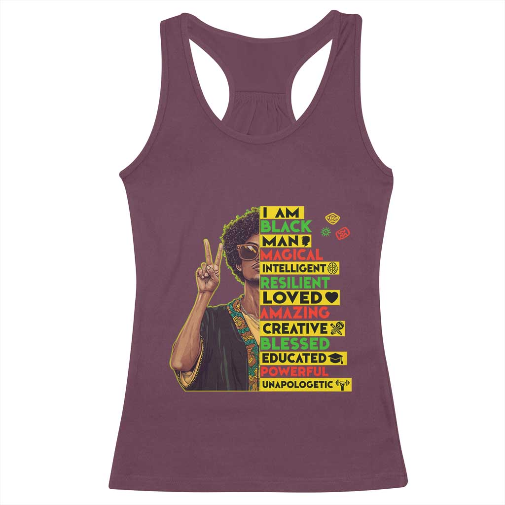 I Am Black Woman Afro Racerback Tank Top African American Pride Black History Month
