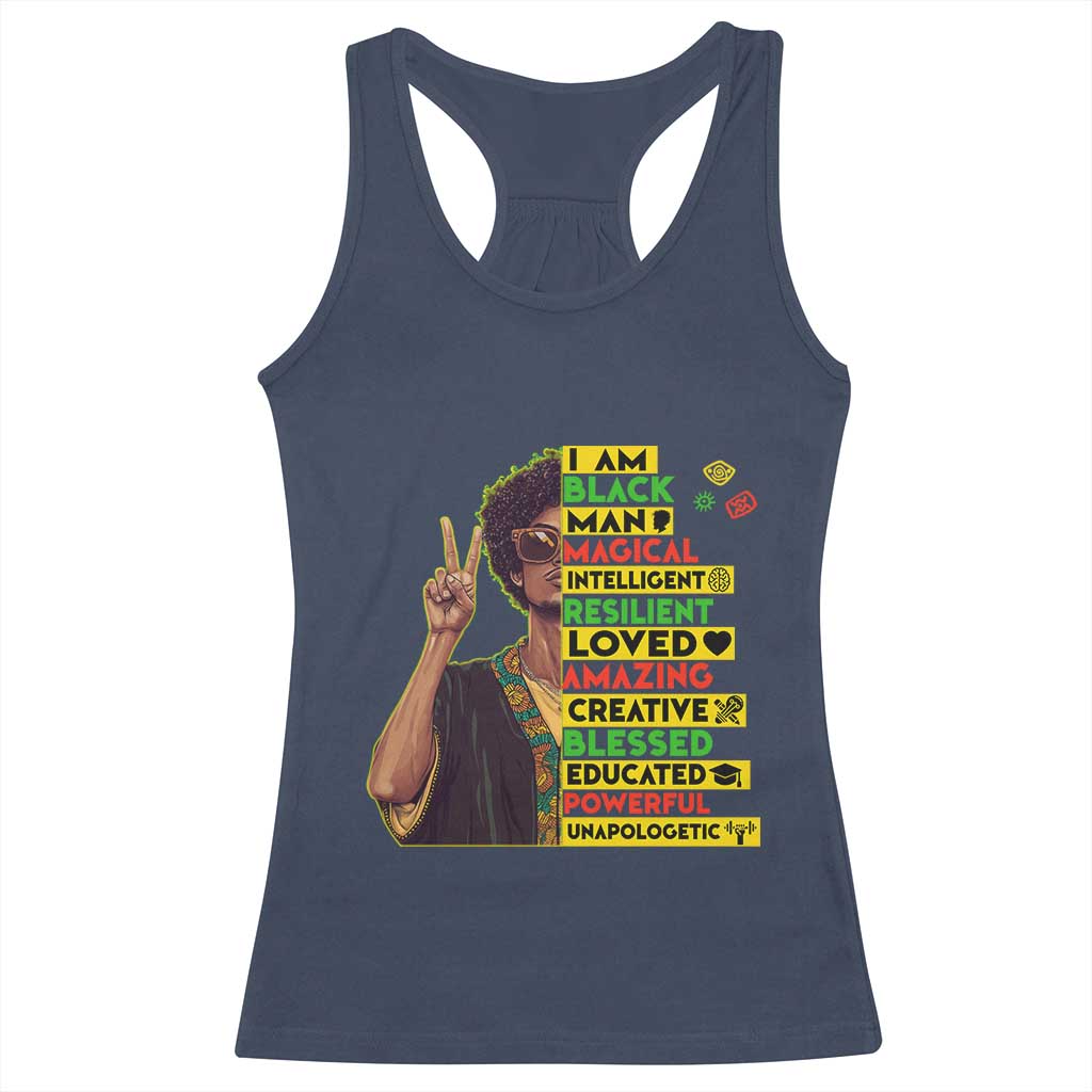 I Am Black Woman Afro Racerback Tank Top African American Pride Black History Month