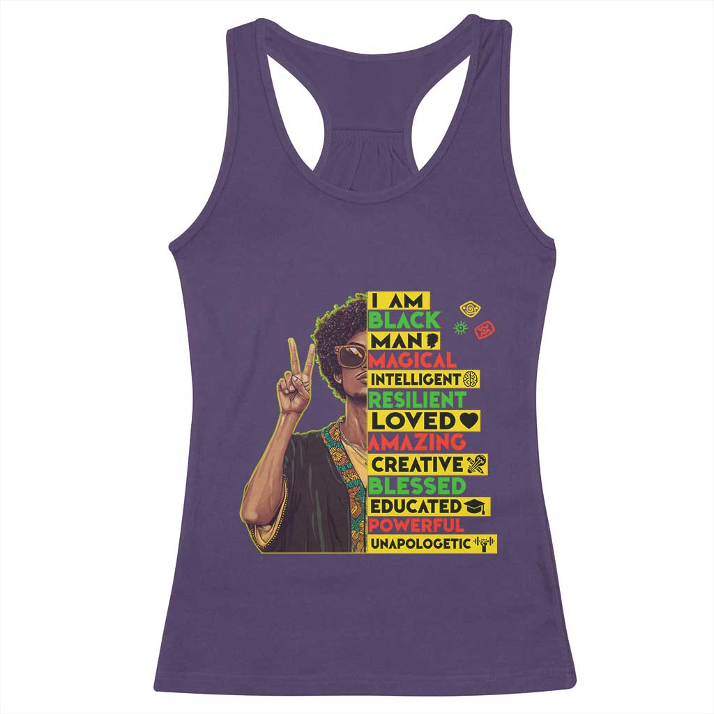 I Am Black Woman Afro Racerback Tank Top African American Pride Black History Month