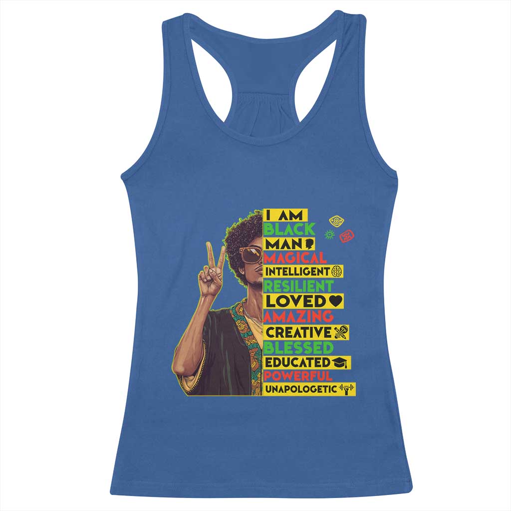 I Am Black Woman Afro Racerback Tank Top African American Pride Black History Month