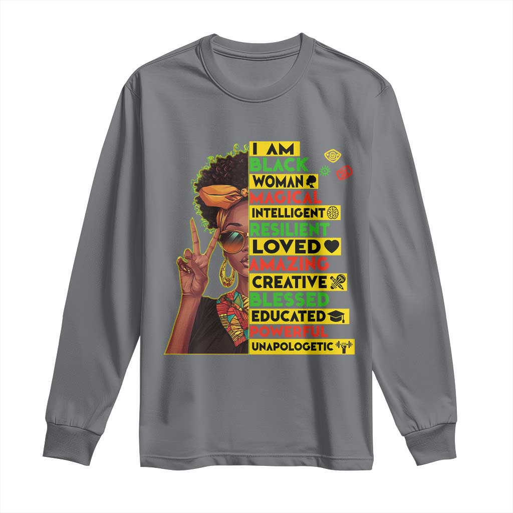 I Am Black Man Afro Long Sleeve Shirt African American Pride Black History Month