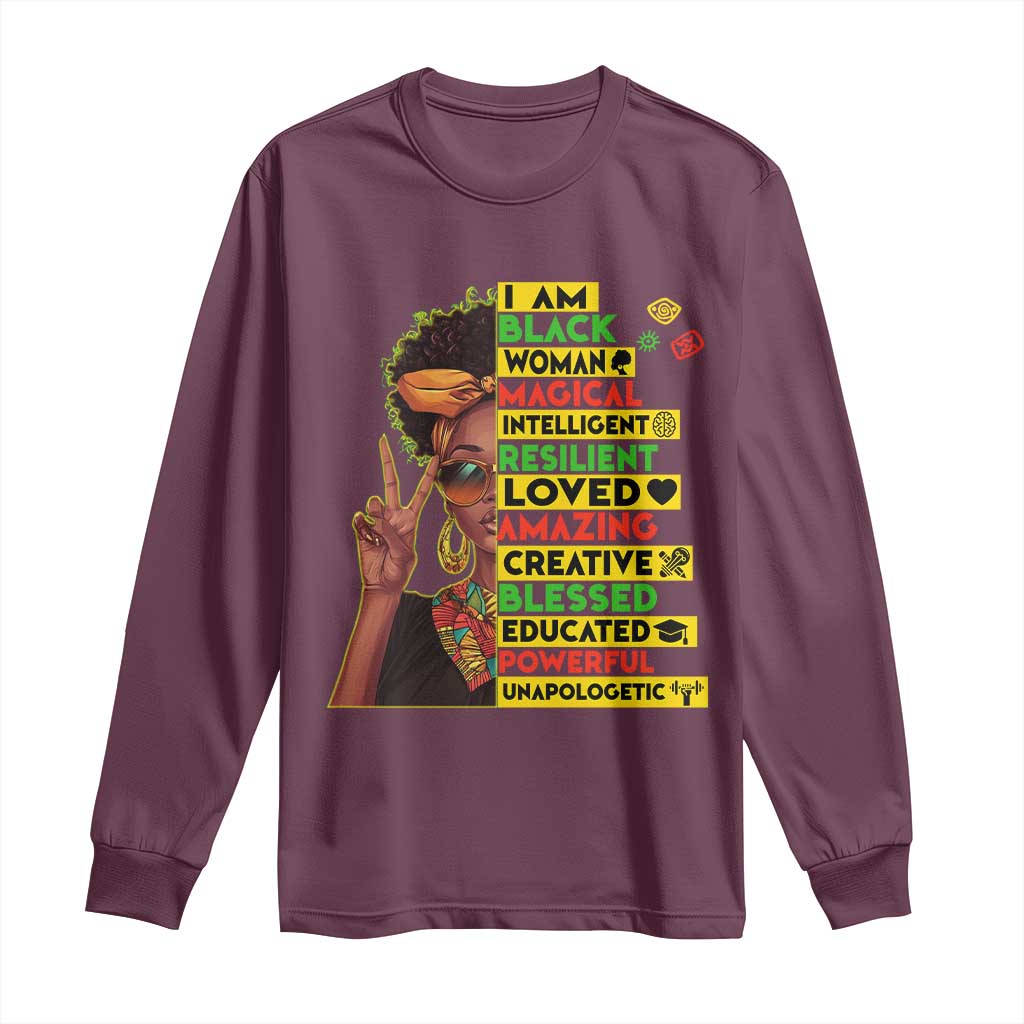 I Am Black Man Afro Long Sleeve Shirt African American Pride Black History Month