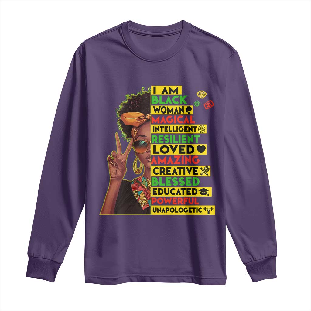 I Am Black Man Afro Long Sleeve Shirt African American Pride Black History Month