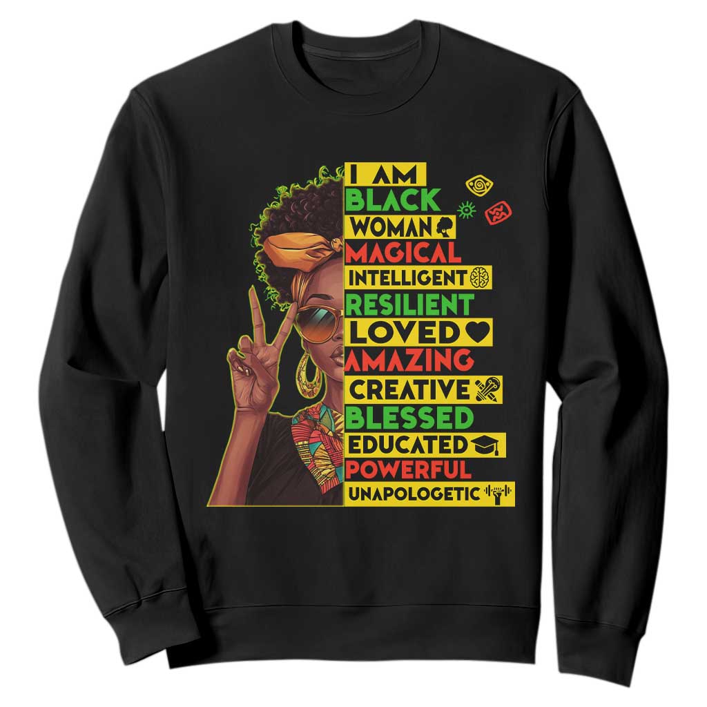 I Am Black Man Afro Sweatshirt African American Pride Black History Month