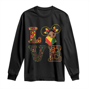 I Am Black Child Cute Girl Long Sleeve Shirt LOVE Black History Month Strong African Pride