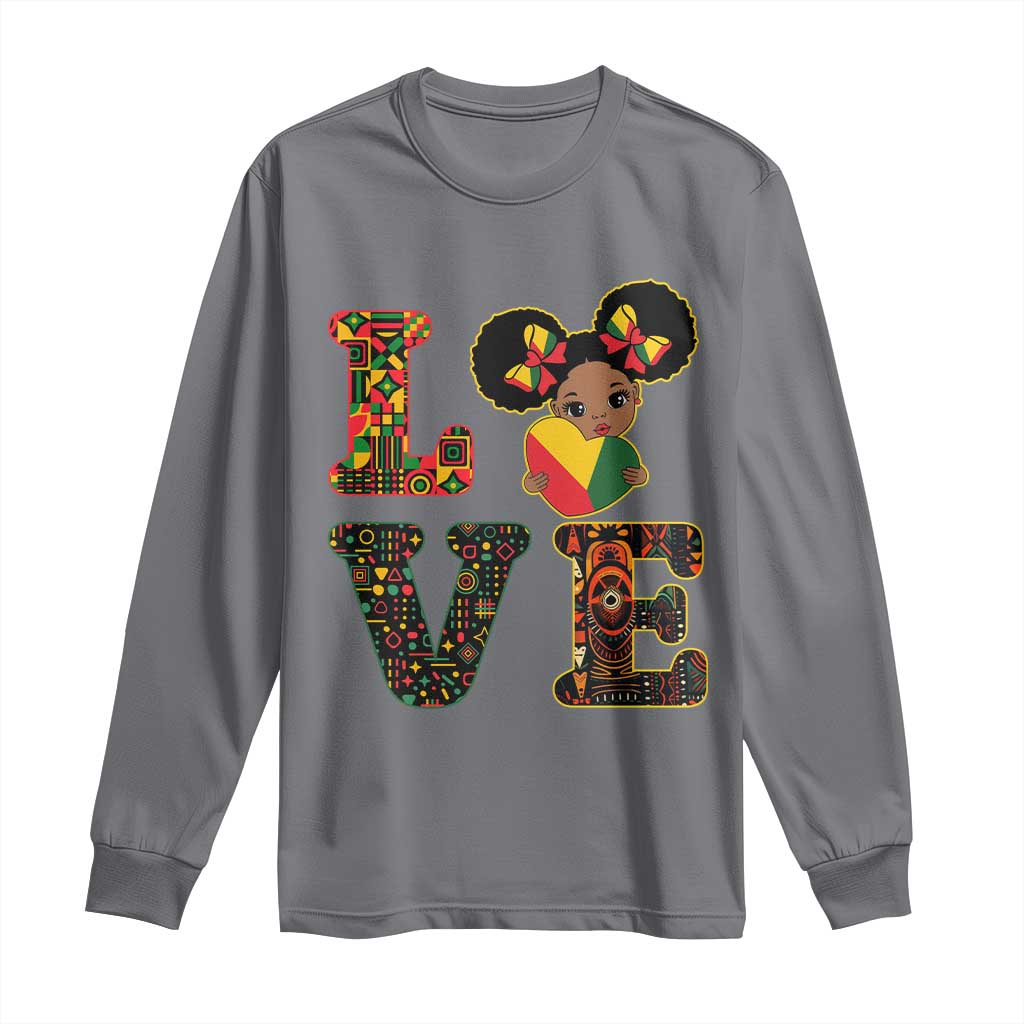 I Am Black Child Cute Girl Long Sleeve Shirt LOVE Black History Month Strong African Pride