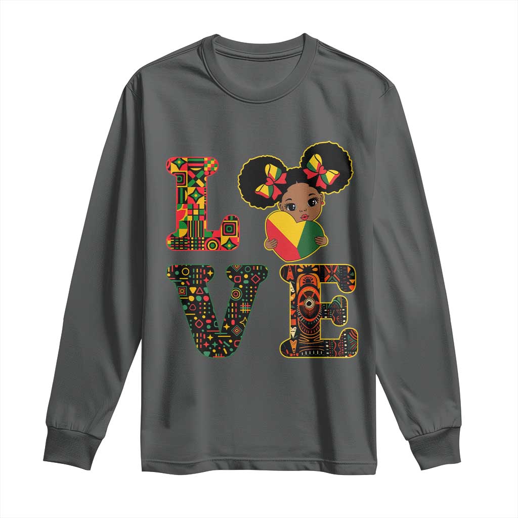 I Am Black Child Cute Girl Long Sleeve Shirt LOVE Black History Month Strong African Pride