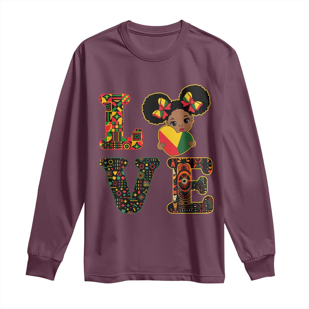 I Am Black Child Cute Girl Long Sleeve Shirt LOVE Black History Month Strong African Pride