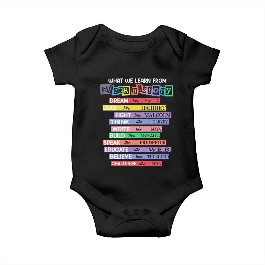 What We Learn From Black History Baby Onesie Black Excellence African Roots Pride TS02