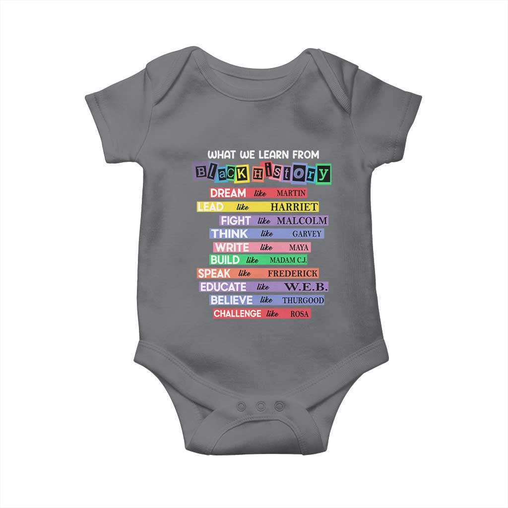 What We Learn From Black History Baby Onesie Black Excellence African Roots Pride TS02