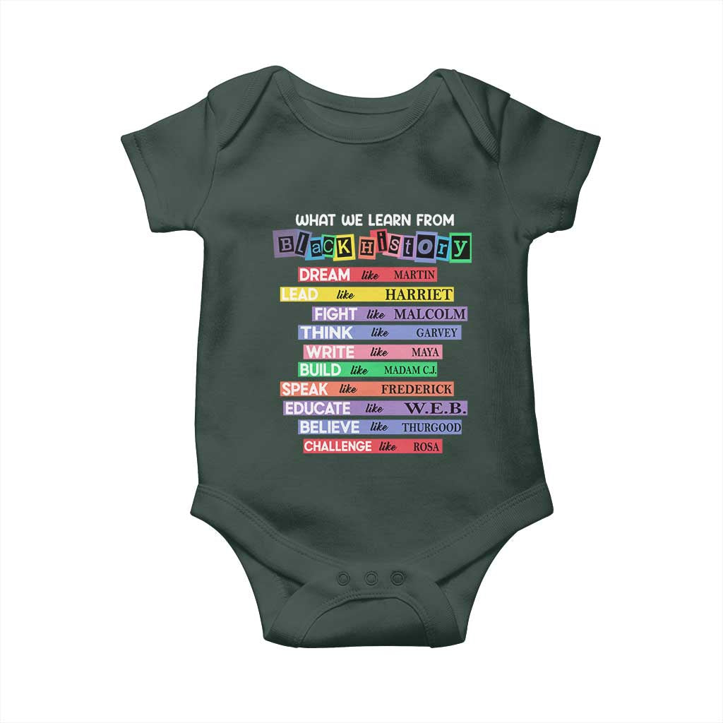 What We Learn From Black History Baby Onesie Black Excellence African Roots Pride TS02
