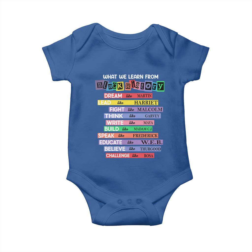 What We Learn From Black History Baby Onesie Black Excellence African Roots Pride TS02