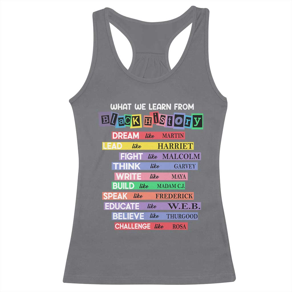 What We Learn From Black History Racerback Tank Top Black Excellence African Roots Pride TS02