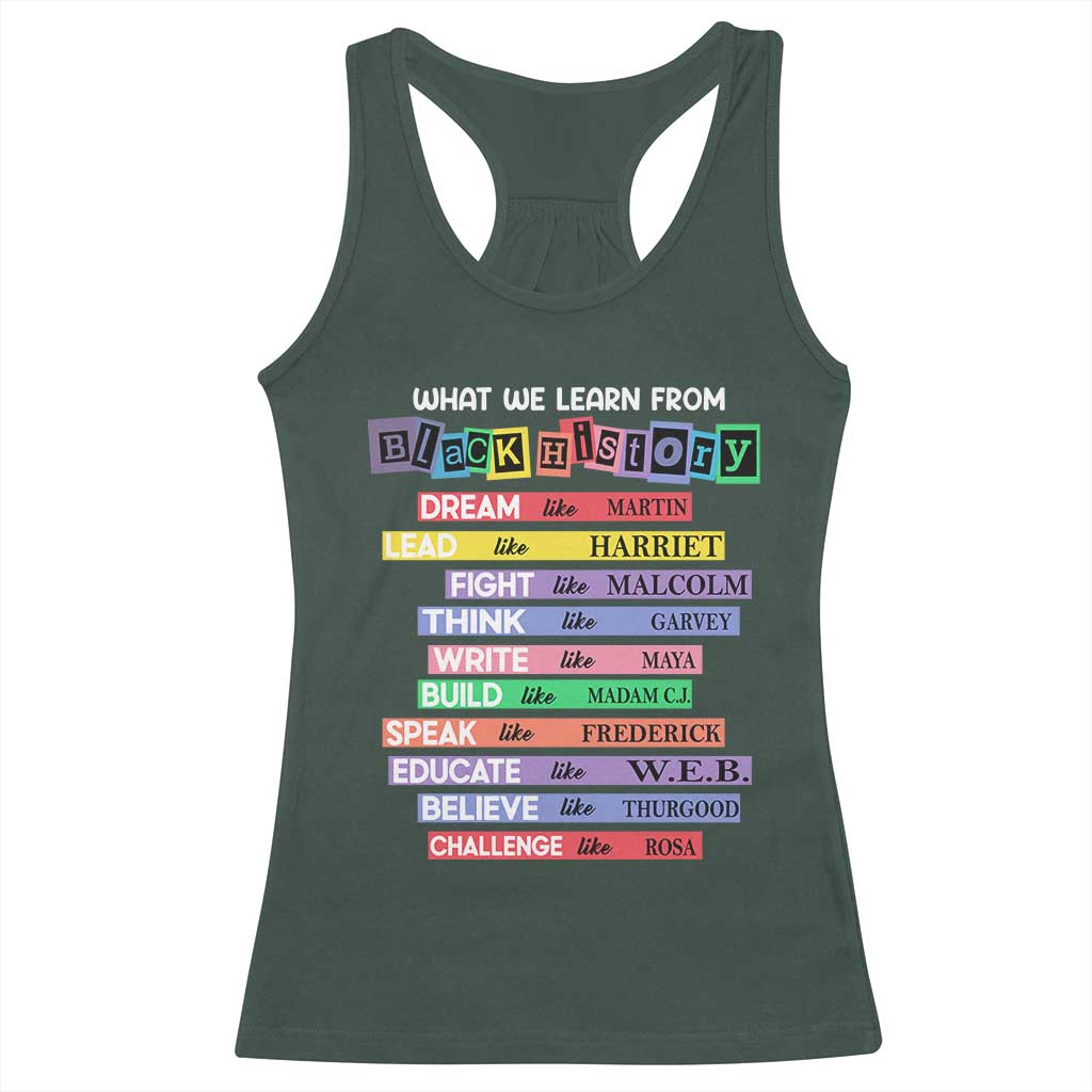 What We Learn From Black History Racerback Tank Top Black Excellence African Roots Pride TS02