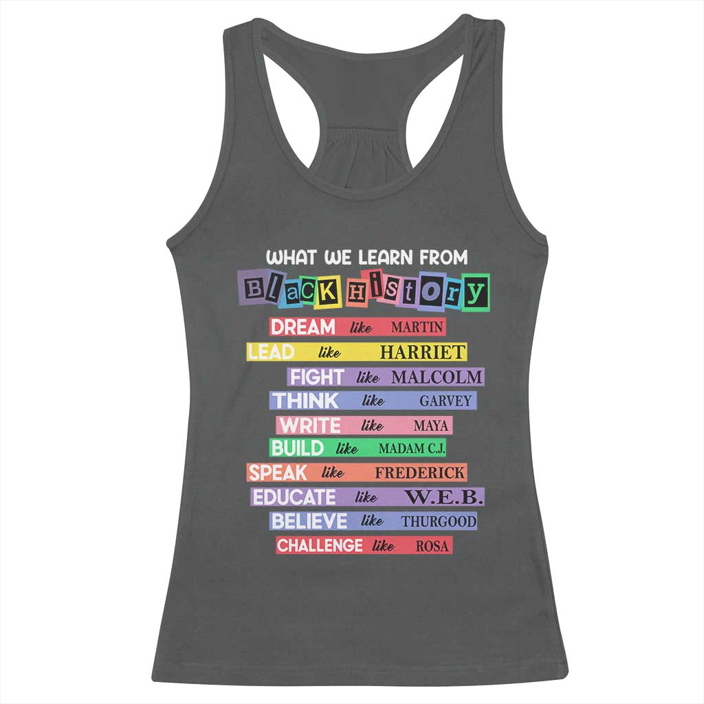 What We Learn From Black History Racerback Tank Top Black Excellence African Roots Pride TS02