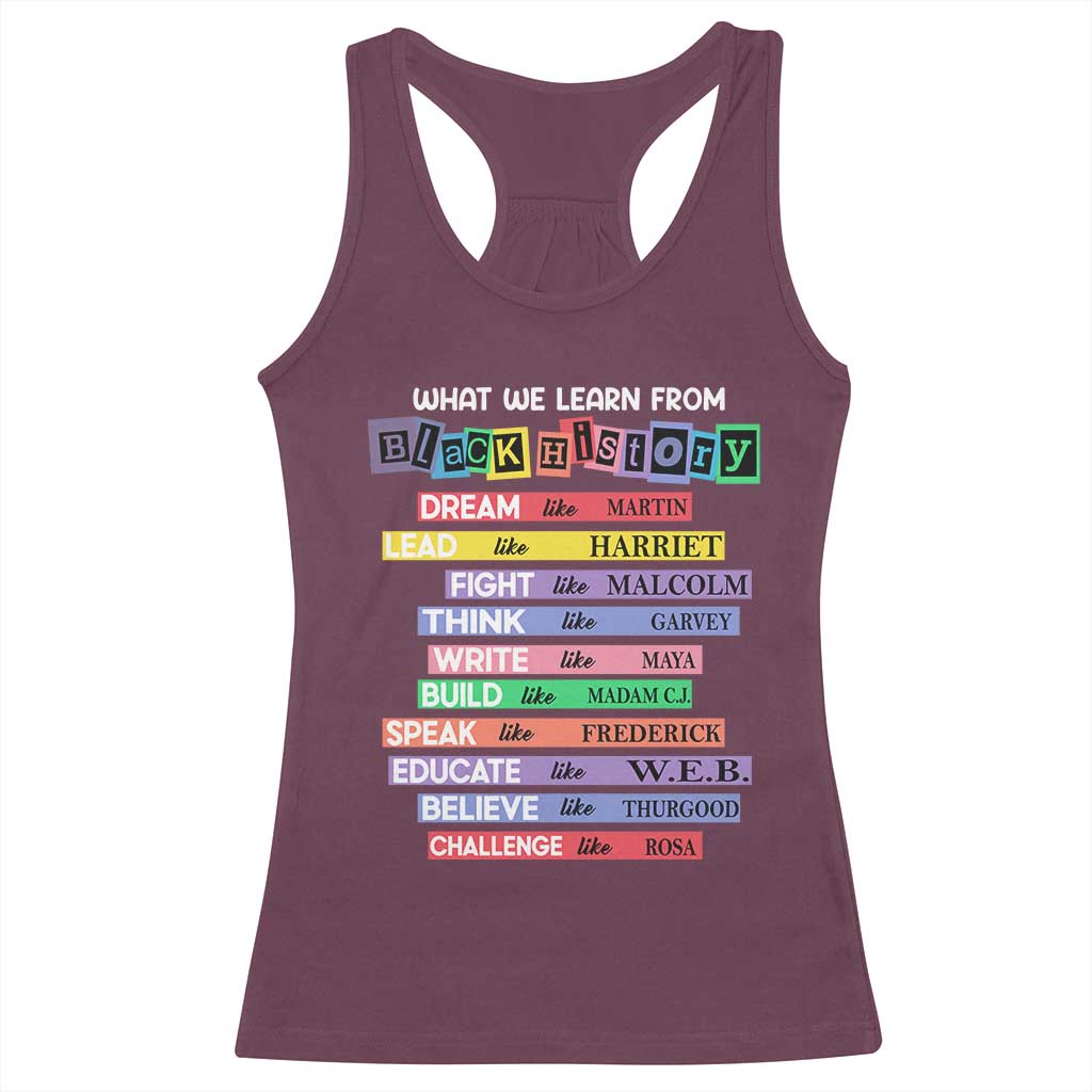 What We Learn From Black History Racerback Tank Top Black Excellence African Roots Pride TS02