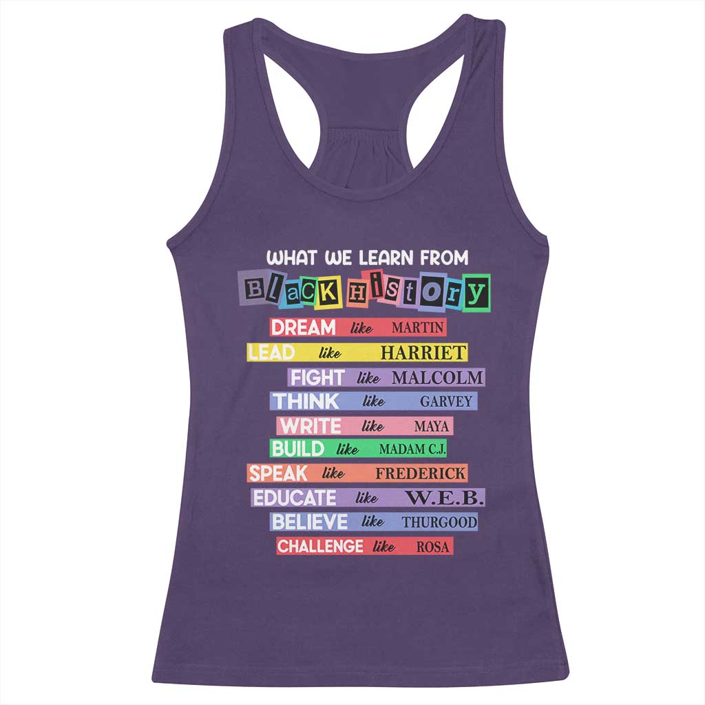 What We Learn From Black History Racerback Tank Top Black Excellence African Roots Pride TS02