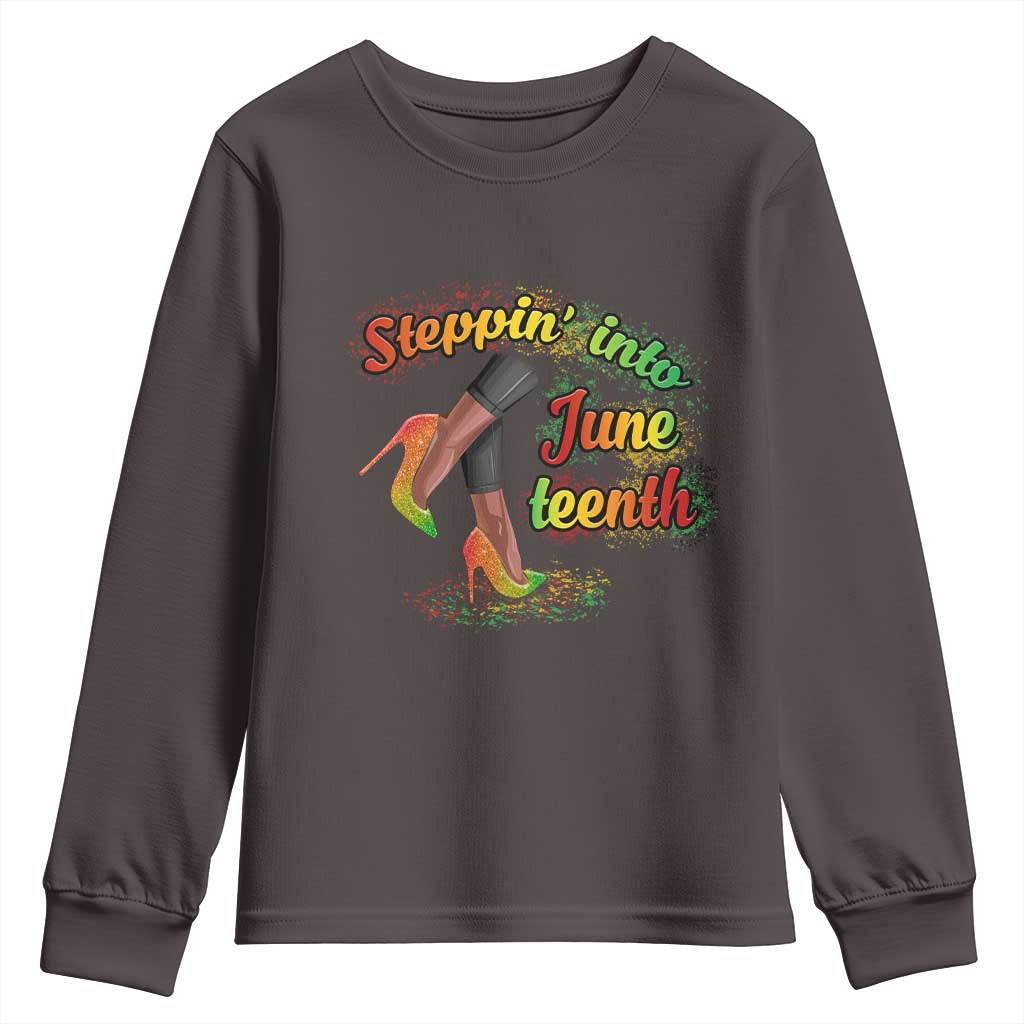 Stepping Into Juneteenth Youth Long Sleeve Shirt High Heels African American Black History